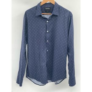 Bonobos Button Down Shirt Slim‎ Fit Men Large Blue Geometric Long Sleeve Stretch